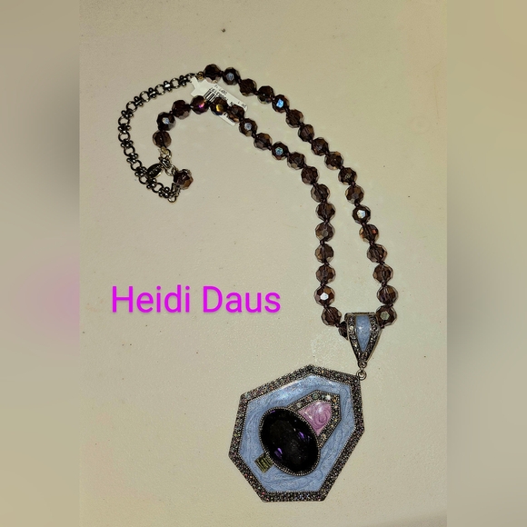 Heidi Daus Well connected beaded/enamel necklace, crystal enhancer pendant new! - Picture 3 of 16